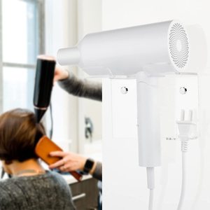 Estantes de montaje en pared para secador de pelo, soporte de acrílico para secador de pelo, estante de almacenamiento multifuncional para baño, organizador con - Product Image 3