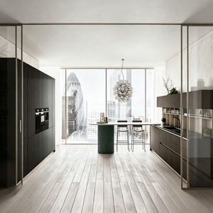 <span class=keywords><strong>Mobile</strong></span> da Cucina Moderno Minimalista BALOM in Legno Naturale con Venature Verticali, Armadietti Inferiori, Piano di Lavoro Grigio Scuro e Unità <span class=keywords><strong>Forno</strong></span> Integrata - Product Image 5