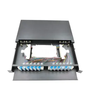 KEXINT Wholesale FTTH 1U 24 ports Rack Mounted ODF With 24 SC Or 48 LC Duplex Connector Factory Price Fiber Optic Patch Panel