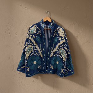 Wholesale Boho <b>Hippie</b> Suzani Velvet <b>Jacket</b> Embroidered Winter Coat Artisan Ethnic Kimono Outerwear for Women - Product Image 1