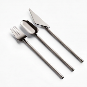 Ensemble de couverts minimalistes en métal, finition mate, résistant à la rouille, pour la restauration, fourchette, cuillère, couteau, pour une utilisation sur la table à manger - Product Image 1