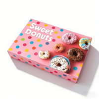 Boîtes en papier personnalisées en gros avec logo, recyclables et de qualité alimentaire, avec pelliculage mat et gaufrage pour l'emballage de donuts, biscuits, cupcakes et tartes