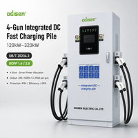 Odisen 120 320kW GBT Chargeur DC pour VE à montage au sol Quad Gun 4x250A 0-1000V IP54 Alimentation dynamique QR Carte IC ISO9001 3C SASO Extérieur OEM