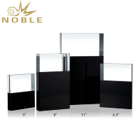 Ensemble de trophées en cristal noir moderne, plaque en verre gravée personnalisée, cadeau de reconnaissance d'entreprise