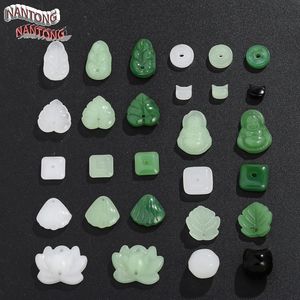 Pendentif en verre imitation jade de Nantong, formes variées, pour la fabrication de bracelets, accessoires de bijoux DIY - Product Image 1