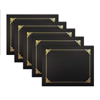 Porte-certificats noirs, dossiers de diplôme, protège-documents avec bordure dorée pour format lettre 8,5x11, carton rigide pour récompenses