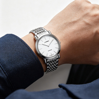 Montre Ronda à mouvement à quartz, cadran fin de 6,5 mm, bracelet en cuir véritable, bracelet en acier inoxydable