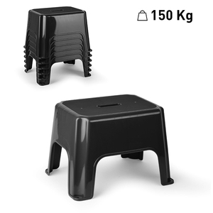 Sgabello con tasca in plastica nera, resistente e riutilizzabile, per l'organizzazione domestica - Product Image 1
