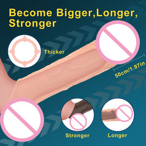 OEM männlich tragen Fernbedienung Dick Vergrößerung Vibrierende Penis abdeckung Weiche Dildos Silikon Kondom - Product Image 2
