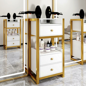 Modern Wood Salon Trolley Drawers <b>Shelves</b> for Hair Tools Storage Eco-Friendly Barber Shop Bathroom Commercial Furniture <b>White</b> - Product Image 2