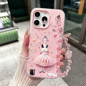 <span class=keywords><strong>Coque</strong></span> <span class=keywords><strong>de</strong></span> téléphone portable en TPU <span class=keywords><strong>de</strong></span> style français pour iPhone 15, motif floral cerise papillon, avec support <span class=keywords><strong>de</strong></span> téléphone portable, dans un sac OPP - Product Image 6