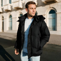 Expédition rapide, stock disponible, veste d'hiver décontractée à capuche pour homme, veste matelassée en coton, coupe-vent, pour un usage quotidien en extérieur, fermeture éclair