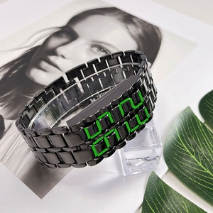 นาฬิกาข้อมือ LED รุ่นใหม่ แบบผสมผสาน ดีไซน์ลาวา นาฬิกาอิเล็กทรอนิกส์ สแตนเลสสตีล สาย LED นาฬิกาคู่ดิจิตอล ขายส่ง - Product Image 5