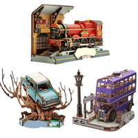 Ensemble de jouets éducatifs en bois 3D à construire soi-même : Bus Chevalier et Voiture Volante, pour enfants