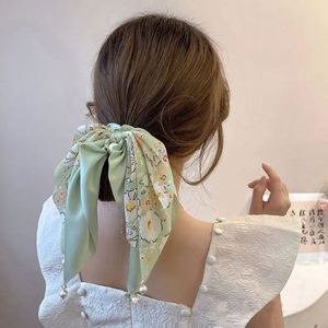 Accessoire pour cheveux femme style japonais et coréen, en tissu avec imitation perle, couleurs variées, pour queue de cheval, idéal pour mariage, fête ou usage quotidien - Product Image 5