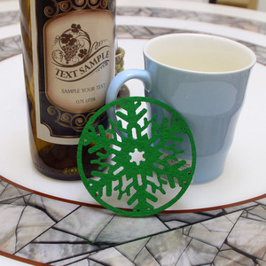 Posavasos navideños, decoraciones para el hogar, posavasos con diseño de copo de nieve, posavasos de fieltro, posavasos de tela no tejida, artículos navideños. - Product Image 2