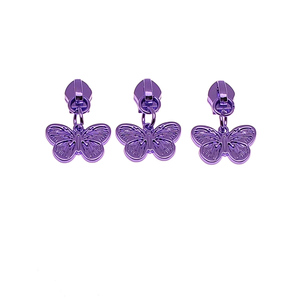 Venta al por Mayor Personalizada 5 #   Tirador de Cremallera de Nailon con Forma de Mariposa Morada para Bolsos y Carteras - Product Image 2