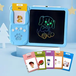 Ts 2-In-1 Lcd-Tekening Tablet Kaartlezer Montessori Educatief Leren Machine Autisme Sensorisch Speelgoed Praten Flash Kaarten Voor Kinderen