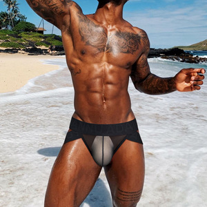 <span class=keywords><strong>Slip</strong></span> Sportivi Sexy <span class=keywords><strong>Trasparenti</strong></span> da Uomo per l'Estate, Ultra-sottili in Rete Traspirante, Servizio di Personalizzazione Disponibile - Product Image 2