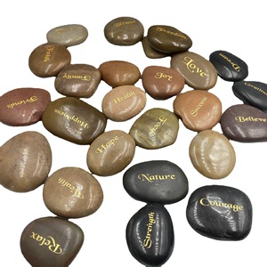 Piedras Naturales Grabadas Yuhua de 2-3cm y 3-5cm, Ovaladas, Pulimentadas con Lámina de Oro, Texto Personalizable para Decoración y Regalos - Product Image 1
