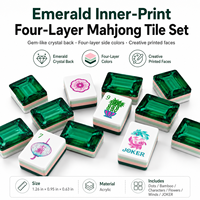 Juego de Mahjong Americano de Lujo con Incrustaciones de Esmeralda, Fichas Acrílicas de Cuatro Capas para Regalos de Noche de Juegos
