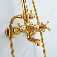 Luxueux Style européen laiton brillant couleur or traditionnel britannique mural ensemble de douche unique Jet Rain pour une utilisation en hôtel