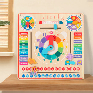 Orologio Calendario in Legno per Bambini, Giocattolo Educativo Prescolare per Imparare Mesi e Meteo - Product Image 1