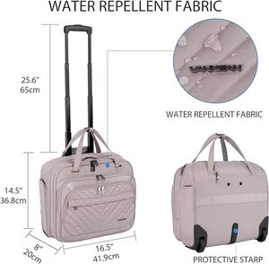 Bolsa para ordenador portátil para mujer <span class=keywords><strong>con</strong></span> <span class=keywords><strong>ruedas</strong></span>, maletín rodante para mujer, bolsa para ordenador rodante repelente al agua durante la noche <span class=keywords><strong>con</strong></span> bolsillos RFID - Product Image 4