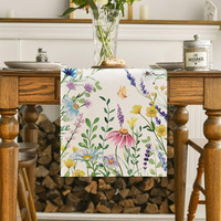 Chemin de table en lin lavande tulipe florale personnalisé pour la maison, l'hôtel ou le mariage pour les décorations de printemps et d'été