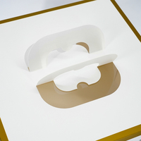 Boîte à gâteau portable élégante avec bordure dorée, boîte en carton pliable, sans danger pour les aliments, avec fenêtre transparente pour boulangerie