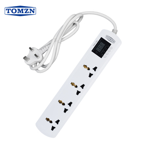 TOMZN Regleta <span class=keywords><strong>de</strong></span> 4 tomas con protector <span class=keywords><strong>de</strong></span> voltaje y corriente ajustable, enchufe universal para Reino Unido, AC230V 1-16A 50/60Hz, con pantalla <span class=keywords><strong>de</strong></span> voltaje - Product Image 1