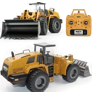 HuiNa 1583 Pushdozer 2.4G 10ch Truk Bulldozer Rc Logam 1:14 Truk Konstruksi Penggerak Tanah Atas