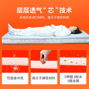 Colchón de fibra de aire 4D con alivio de presión, reposapiés y barandilla de protección para adultos y personas mayores, color azul claro, suavidad media. - Product Image 3