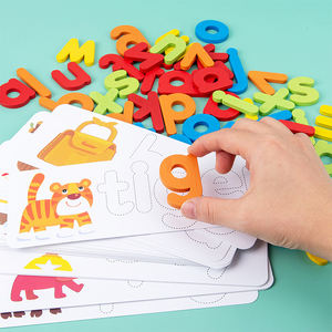 Jeu de puzzle en bois gros <span class=keywords><strong>Exercices</strong></span> d'<span class=keywords><strong>orthographe</strong></span> pour enfants 26 lettres anglaises Éducation précoce Cognition Jouets en bois - Product Image 4