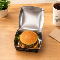 Caja para Hamburguesas con Forro de Papel Aluminio, Logotipo Personalizado, Envase Desechable para Hamburguesas, Mantiene la Comida Caliente, Resistente a la Grasa, Contenedor para Llevar