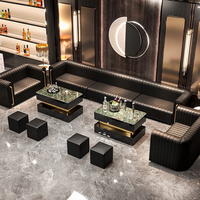 Ensemble de salon de bar de luxe moderne de qualité commerciale, canapé en cuir PU en forme de U avec table basse, ensemble de canapé de bar