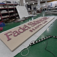 Enseigne murale extérieure en acier inoxydable et acrylique avec logo 3D rétroéclairé par LED, halo lumineux en métal pour bâtiment commercial, idéale pour institut de beauté