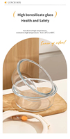Ensemble de 3 récipients de conservation alimentaire ronds en verre borosilicate de haute qualité avec couvercles à fermeture sécurisée, hermétiques, anti-fuites, compatibles micro-ondes