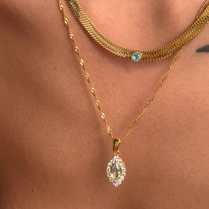 Collane con Zirconi Smeraldo e Diamanti per Donne, Gioielli in Acciaio Inossidabile Placcato Oro 18K, Colliers Bijoux Collares Joyas Colar Joias - Product Image 3