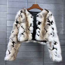 <span class=keywords><strong>Veste</strong></span> d'hiver en polaire épaisse à carreaux vintage confortable pour femmes, taille plus, style court, col en fourrure de renard - Product Image 4