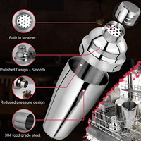 Ensemble de shaker à cocktails en acier inoxydable finition miroir, 5 pièces, outils de bar avec doseur, cuillère de bar et 2 becs verseurs pour bar à domicile
