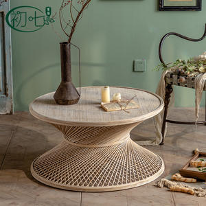 Japanese Style Rattan Coffee <b>Table</b> <b>Round</b> Modern Minimalist Living Room <b>Side</b> <b>Table</b> For Hotel Lobby - Product Image 4