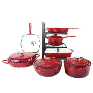 <strong>Enamel</strong> Cast Iron Seven-piece Pot Set Uncoated Non-stick Multi-function Stew Pot <strong>Frying</strong> <strong>Pan</strong> Modern Design Universal Stove - Product Image 2