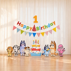 Ensemble <span class=keywords><strong>de</strong></span> standees d'anniversaire sur le thème <span class=keywords><strong>de</strong></span> Bluey, découpes en carton <span class=keywords><strong>de</strong></span> personnages <span class=keywords><strong>de</strong></span> dessins animés, impression numérique, accessoires <span class=keywords><strong>de</strong></span> toile <span class=keywords><strong>de</strong></span> fond pour photomaton <span class=keywords><strong>de</strong></span> fête pour bébé - Product Image 2