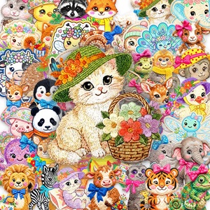 50 Hojas de Nuevas Pegatinas Bordadas de Animales, Material de Decoración para Diario, Pegatinas Bonitas, Pegatinas Transparentes de PET - Product Image 1