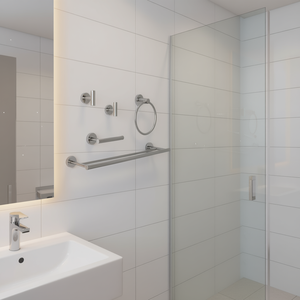 Juego de toalleros modernos DB de acero inoxidable con acabado de espejo, calentador eléctrico montado en la pared de 50-60 cm para casa, hotel, apartamento. - Product Image 2
