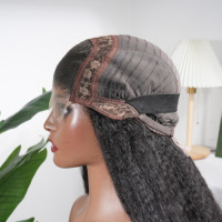 Perruque de cheveux humains vietnamiens bruts de haute qualité, grade 12A, 30 pouces, avec frontal en dentelle HD 4x4, double tirage, texture raide crépue