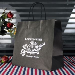 Sac en papier personnalisé avec poignées, recyclé, pour la vente à emporter en restauration, type Euro Shopper, idéal pour Noël - Product Image 1