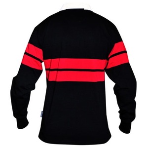 <span class=keywords><strong>Camiseta</strong></span> de <span class=keywords><strong>Rugby</strong></span> Negra Básica para Hombre, Cuello Blanco Tipo Polo, <span class=keywords><strong>Manga</strong></span> <span class=keywords><strong>Larga</strong></span>, 100% Algodón - Product Image 2