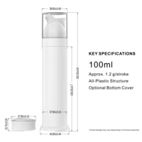 Flacon pompe sans air à haute viscosité pour crème épaisse, emballage cosmétique et soins personnels en plastique PP